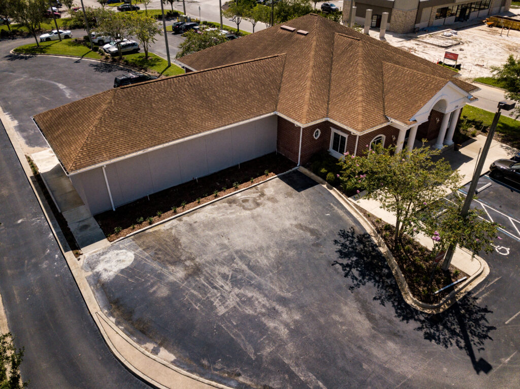 Aerial view of the Complete Family Eye Care building