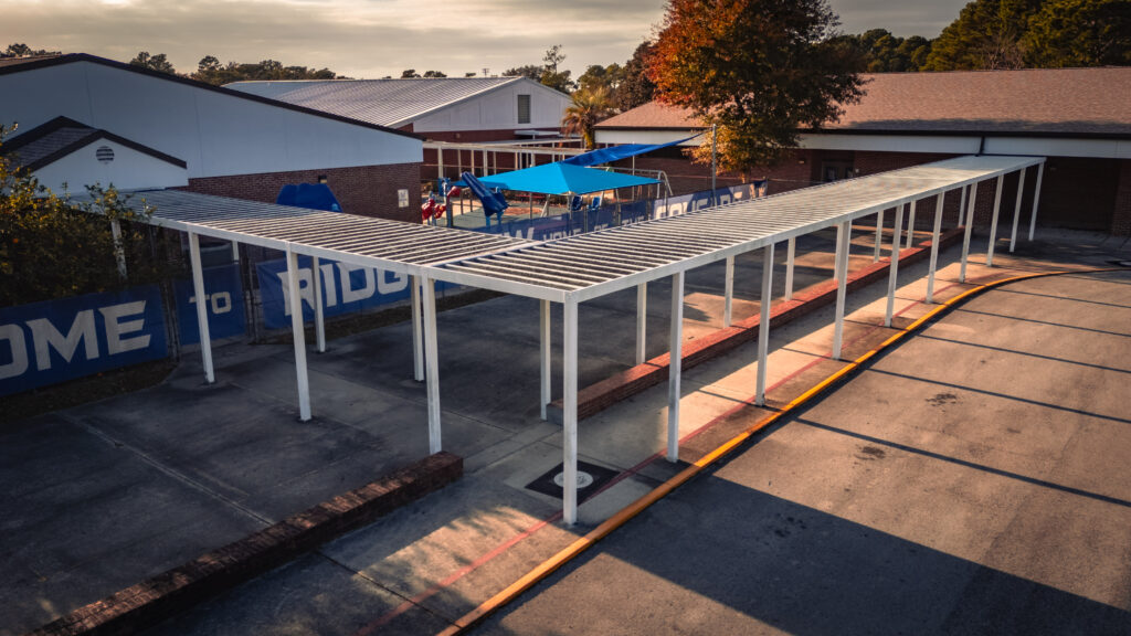 covered walkway at an elementary school