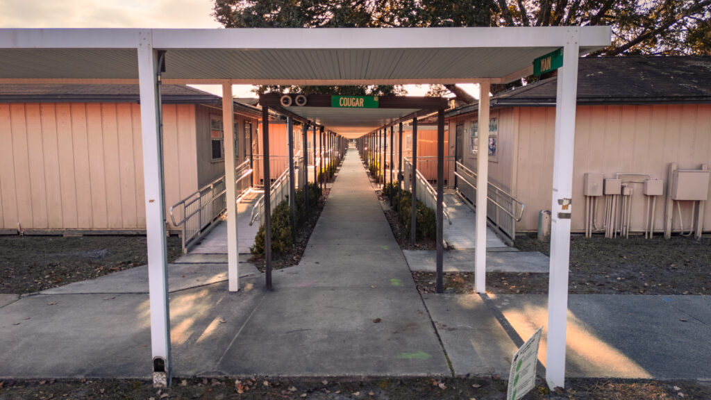 covered walkway at an elementary school
